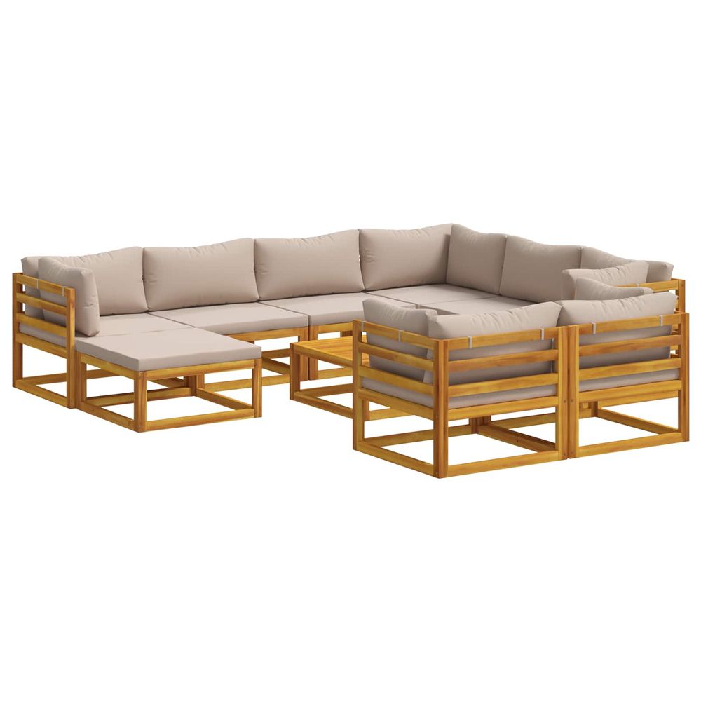 Ensemble de canapés 10 pc naturel bois d'acacia massif