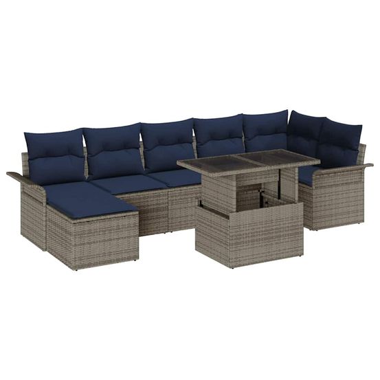 Ensemble de canapé de jardin 8 pc gris polyrotin