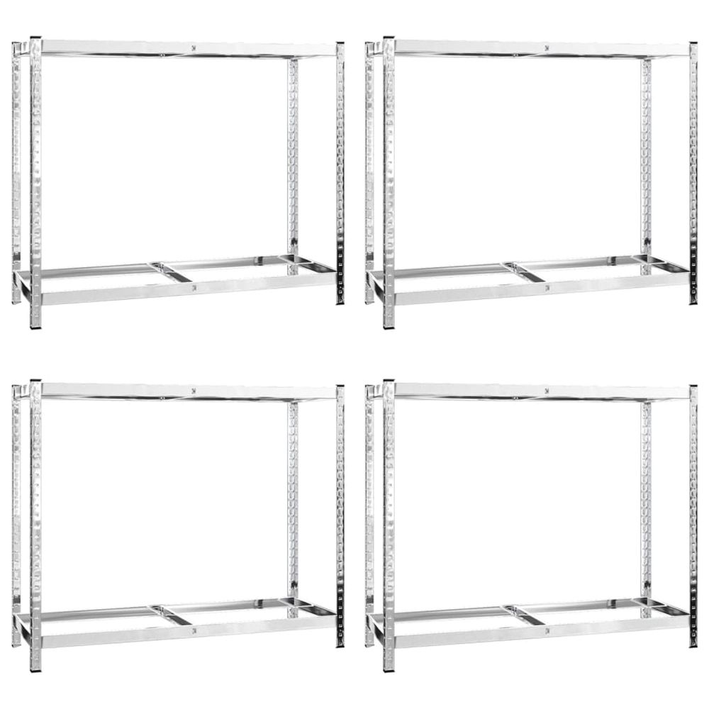 Porte-pneus à 2 niveaux 4 pcs argenté 110x40x110 cm acier