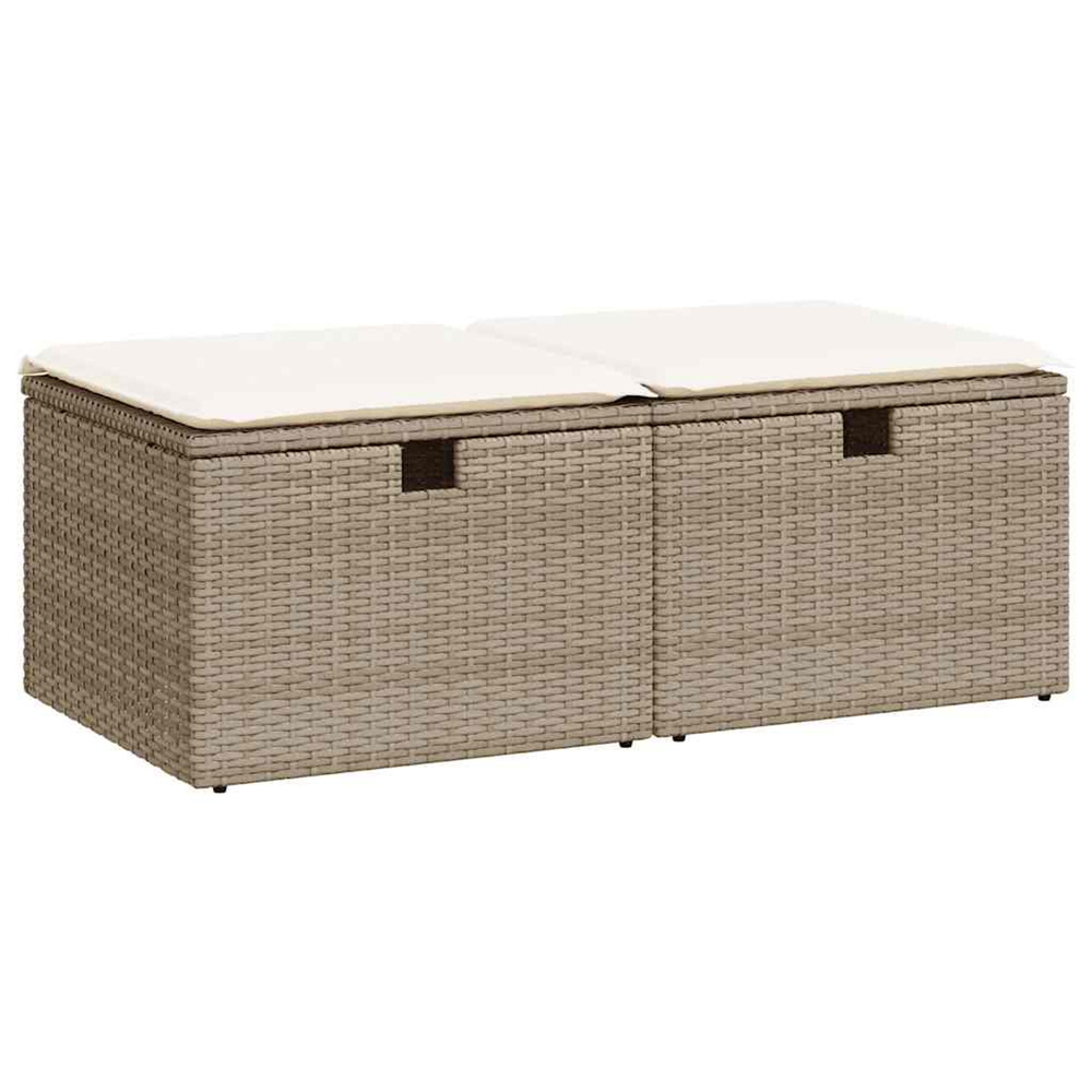 Salon de jardin avec coussins 2 pcs beige résine tressée acacia