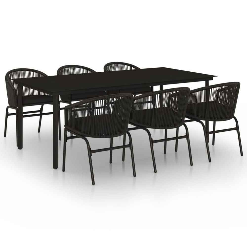Ensemble à manger de jardin 7 pcs noir