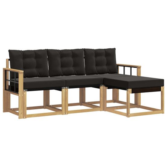 Ensemble de canapés d'extérieur 4 pc blanc et noir