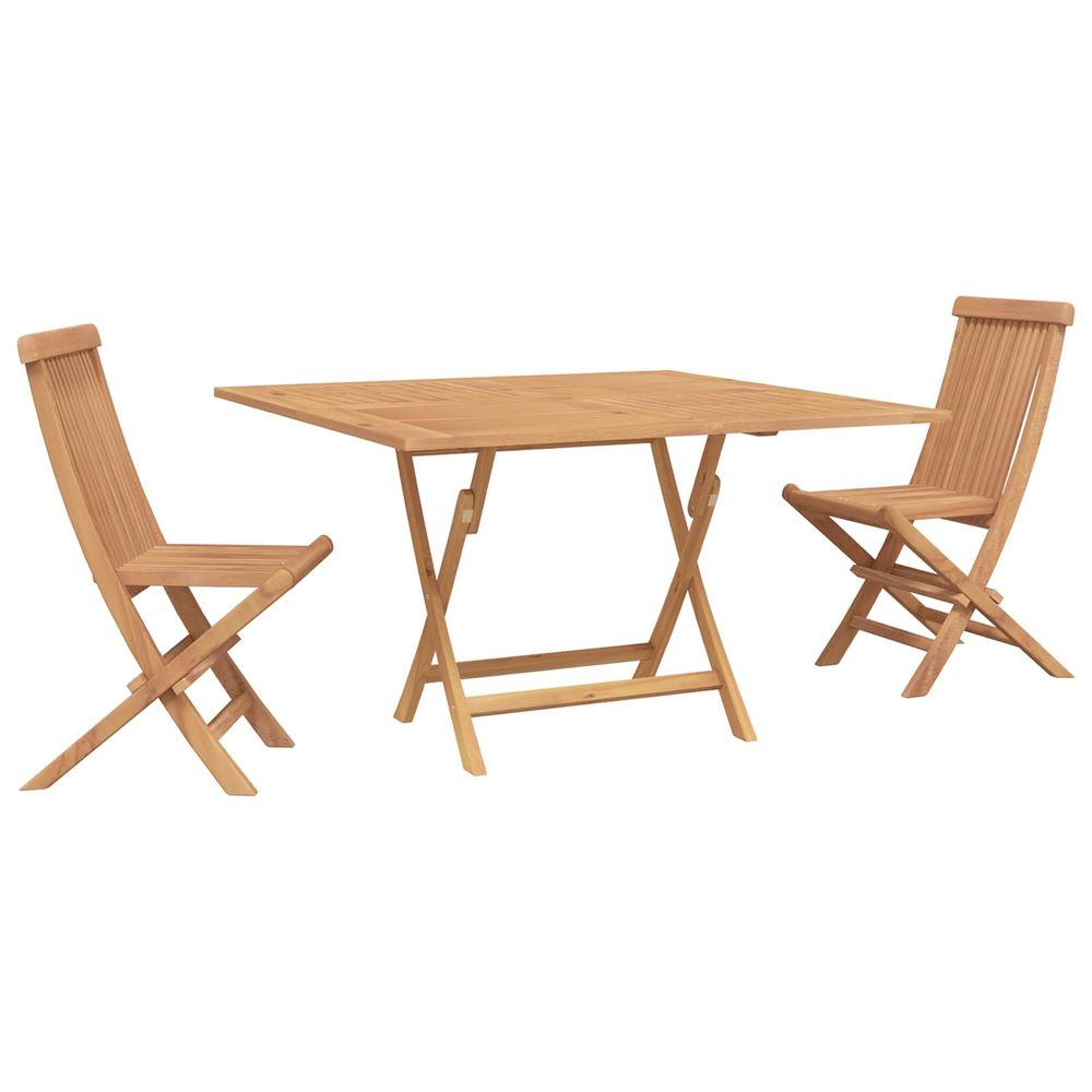Ensemble bistro de jardin 3 pc naturel bois de teck massif
