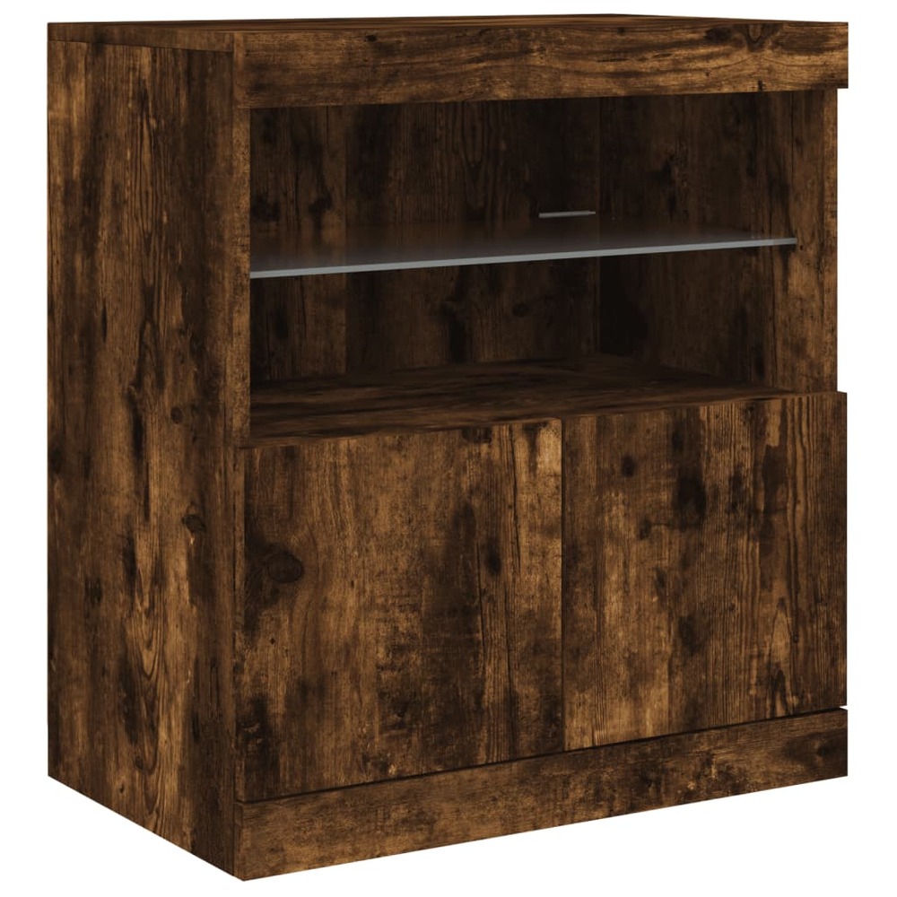 Buffet bahut commode armoire meuble de rangement organisateur cuisine salle de séjour salon avec lumières led 60 x 37 x 67 cm