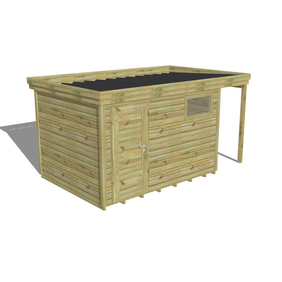 Abri de jardin bois pin traité autoclave 27mm - 4,44x2,64m / 12m2 - bac acier - plancher bois