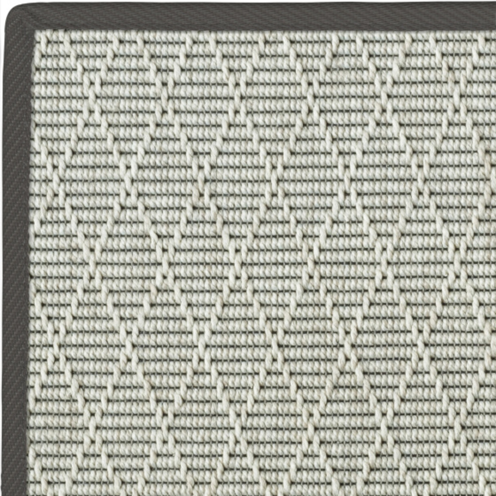 Tapis intérieur / extérieur timika - blanc craie - galon noir - 140 x 200 cm