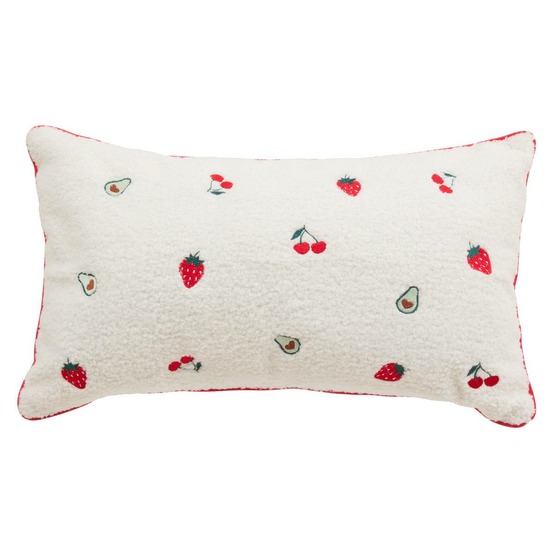 Coussin fraci fruits 50x30cm blanc et rouge