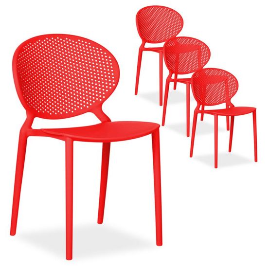 Chaise de jardin moderne lot 4 chaises rouge