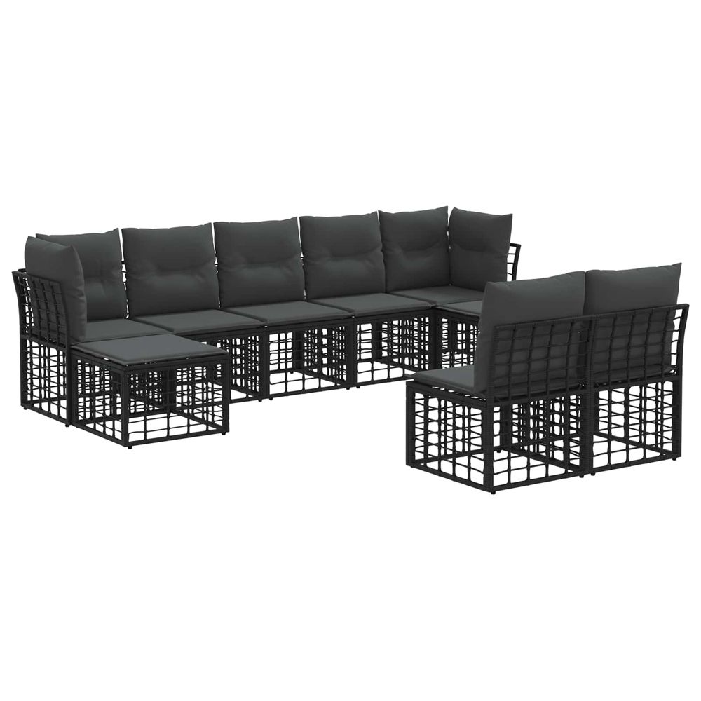 Ensemble de canapés d'extérieur noir et gris foncé polyester