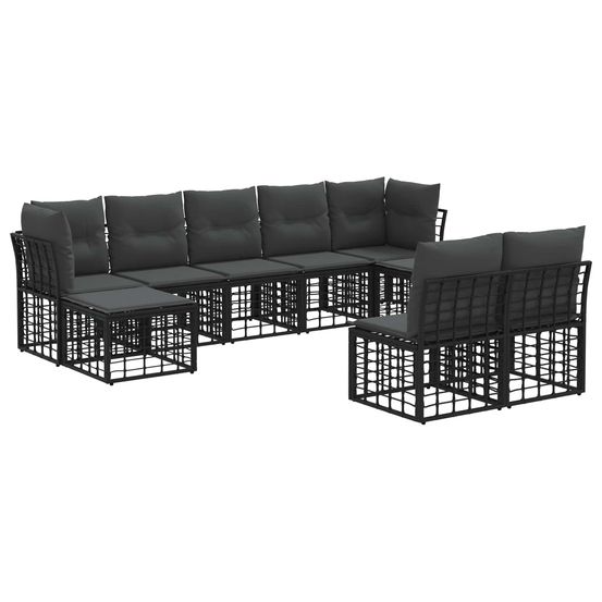 Ensemble de canapés d'extérieur noir et gris foncé polyester