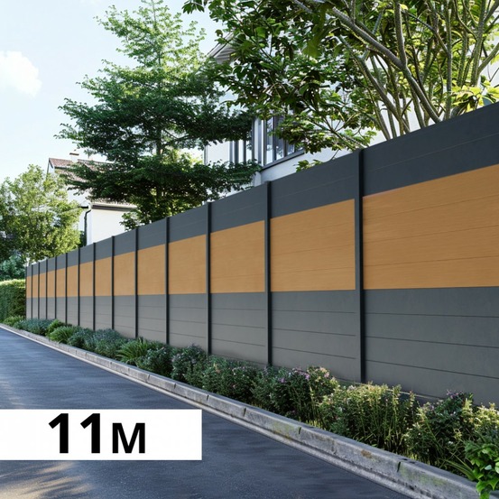 Kit clôture aluminium poteau à sceller - bahia & cruz cèdre h-1,8m