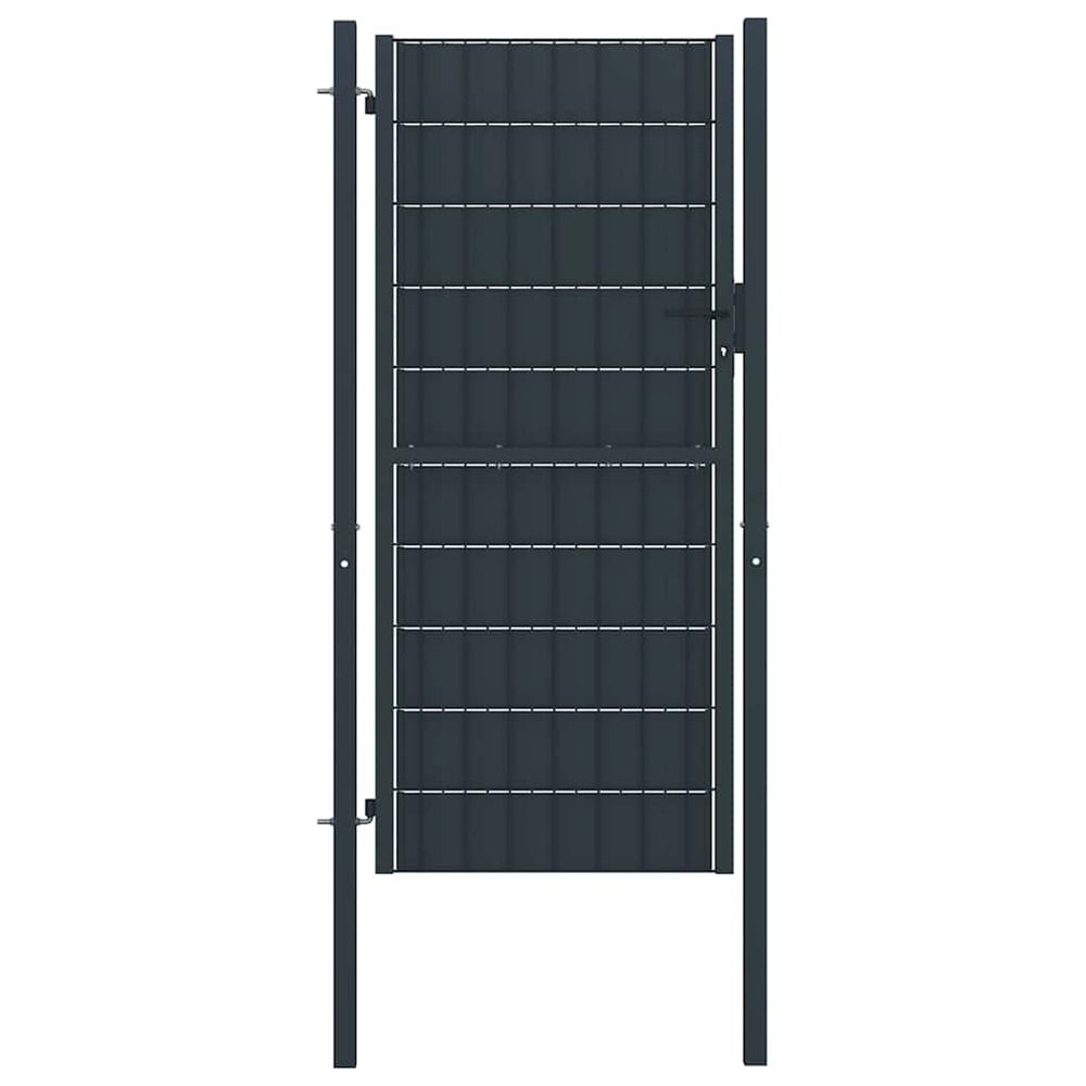 Portail de clôture en pvc et acier 100 x 204 cm anthracite