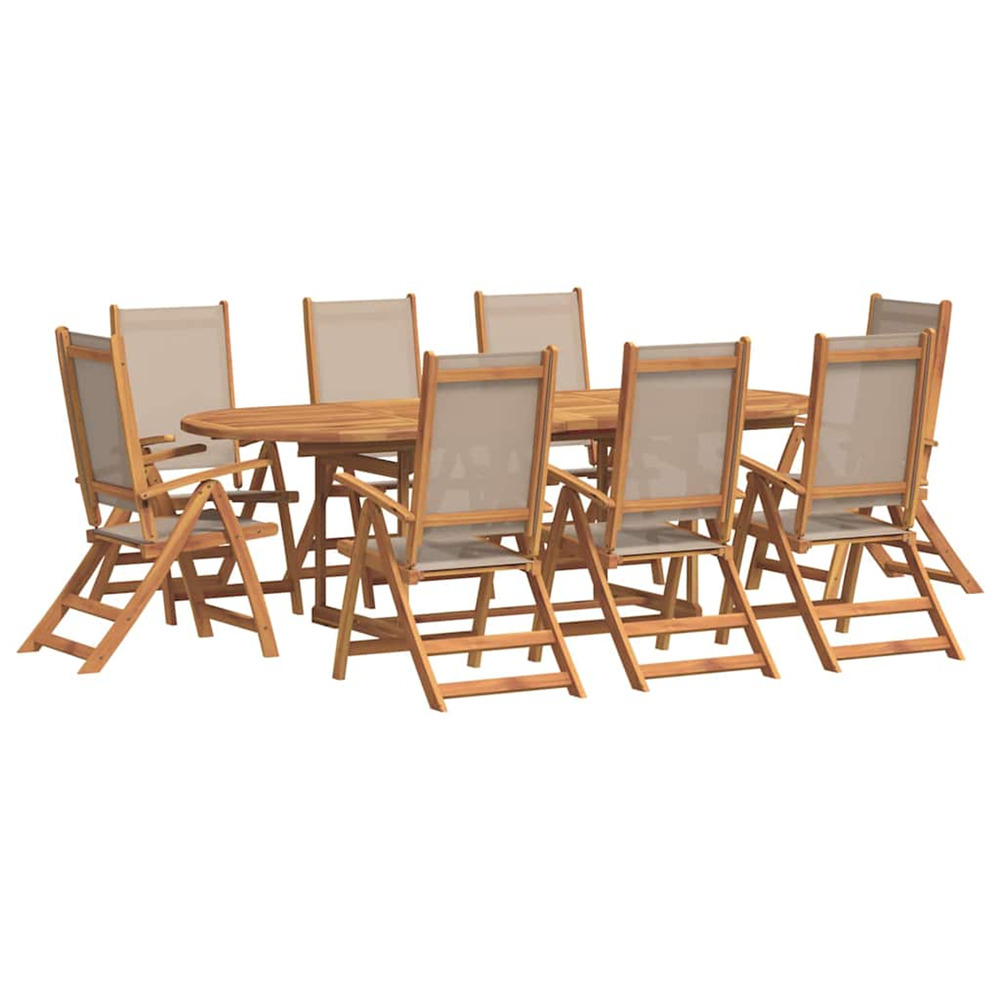 Ensemble à manger de jardin 9pcs bois d'acacia solide textilène