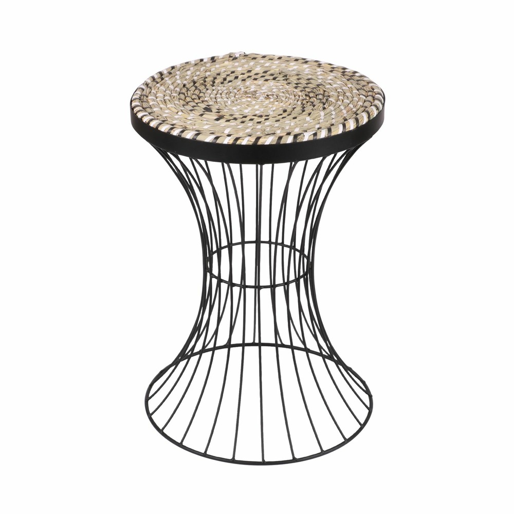 Table d'appoint en métal bohême - diam. 35 x h. 50 cm - noir