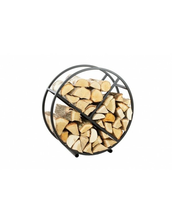 Range-bûches rond diego en acier noir 80 cm