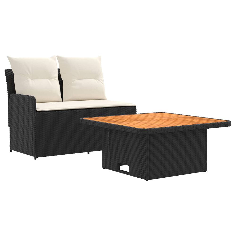 Canapé de jardin avec accoudoirs et table relevable 2 pièce