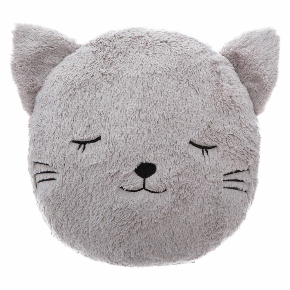 Coussin enfant chat - diam. 27 cm - gris