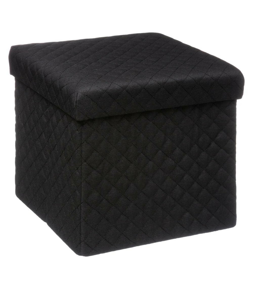 2 en 1 pouf et coffre de rangement noir 31 x 31 cm