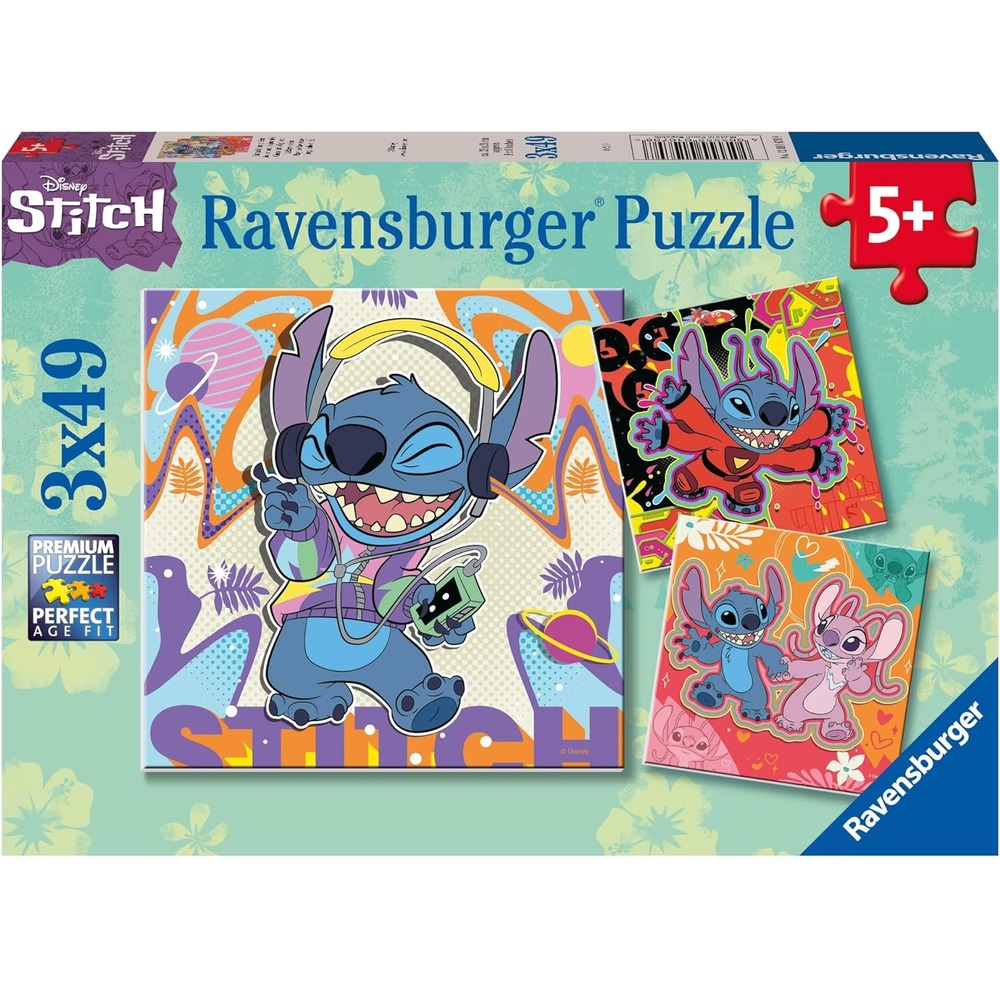 Puzzle jouer toute la journée stitch 3x49 pcs