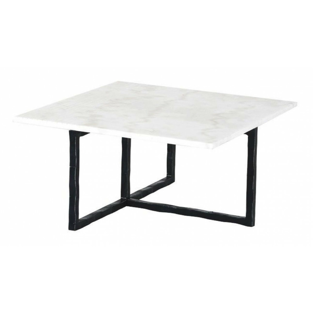 Bout de canapé rectangulaire plateau marbre marbre blanc - minéral interior's
