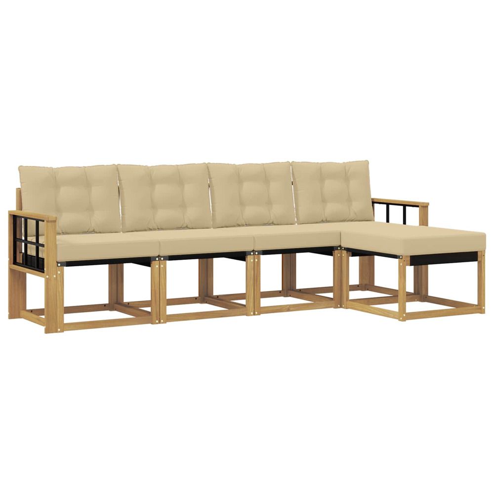 Ensemble de canapés d'extérieur 5 pc blanc et beige
