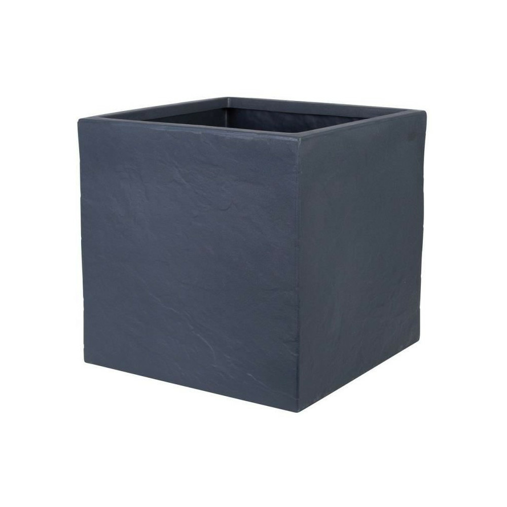 Pot de fleur - strata - l - carré - riven - ø 38.5cm x 46.5cm h - couleur graphite
