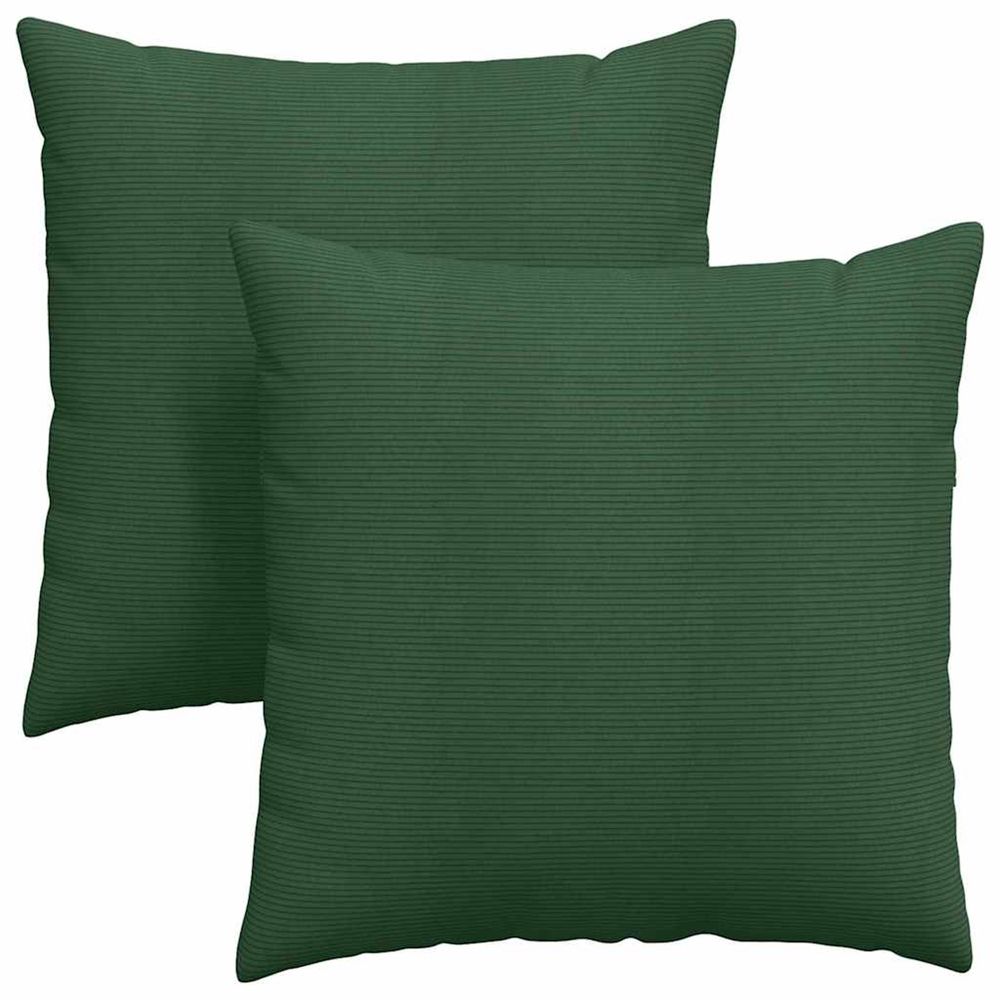 Coussins de canapé 2 pc tissu en velours côtelé vert foncé