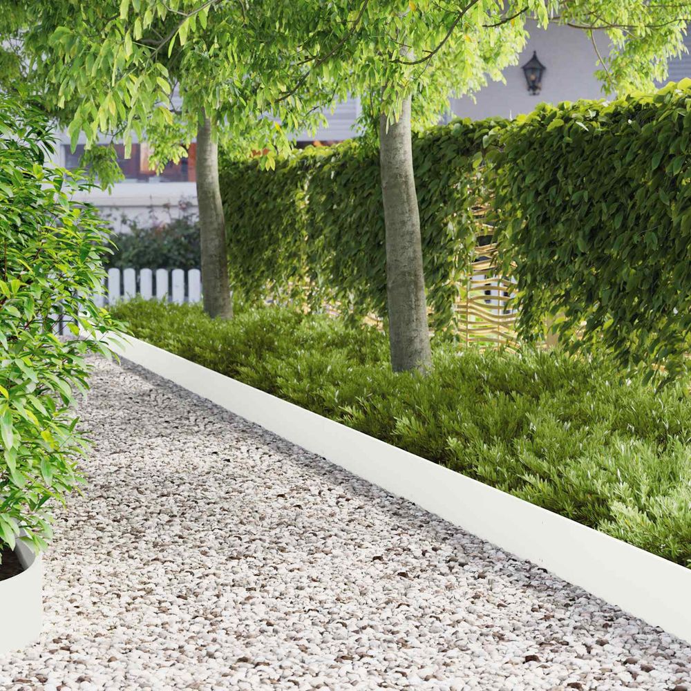 Bordure aménagement acier jardin délimitation espaces 20 pièces 103x20cm blanc
