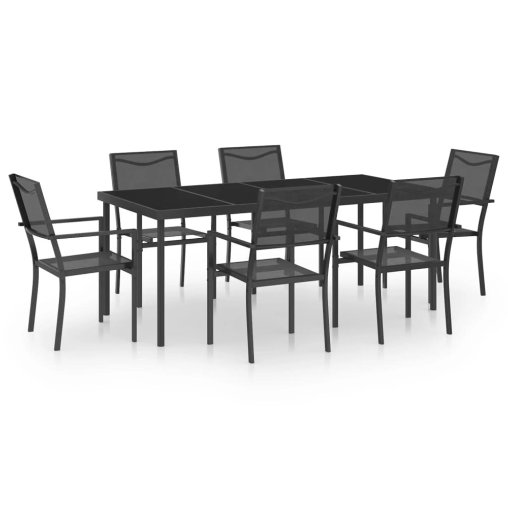 Mobilier de salle à manger d'extérieur 7 pcs acier