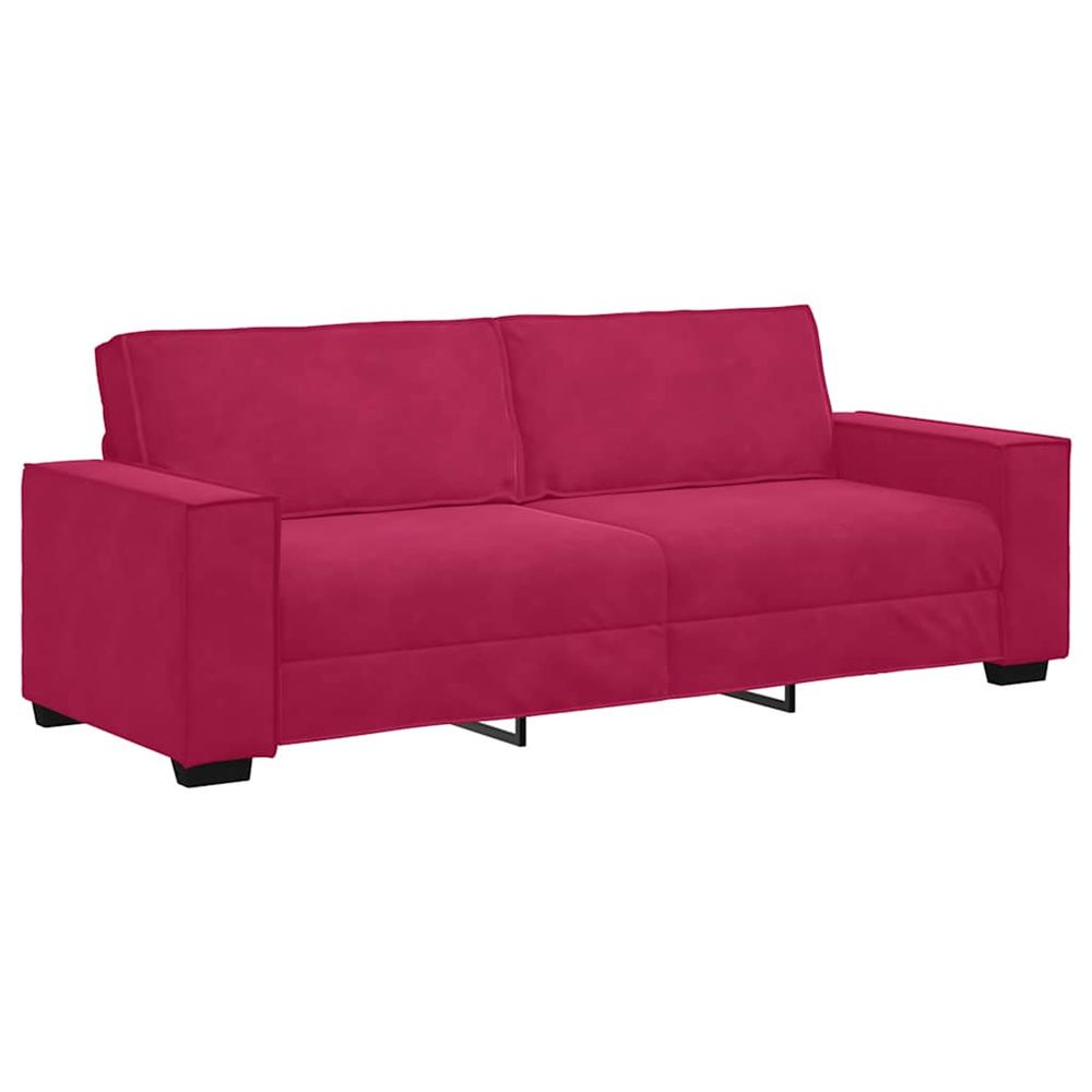 Canapé à 3 places rouge bordeaux 220x78x84 cm velours