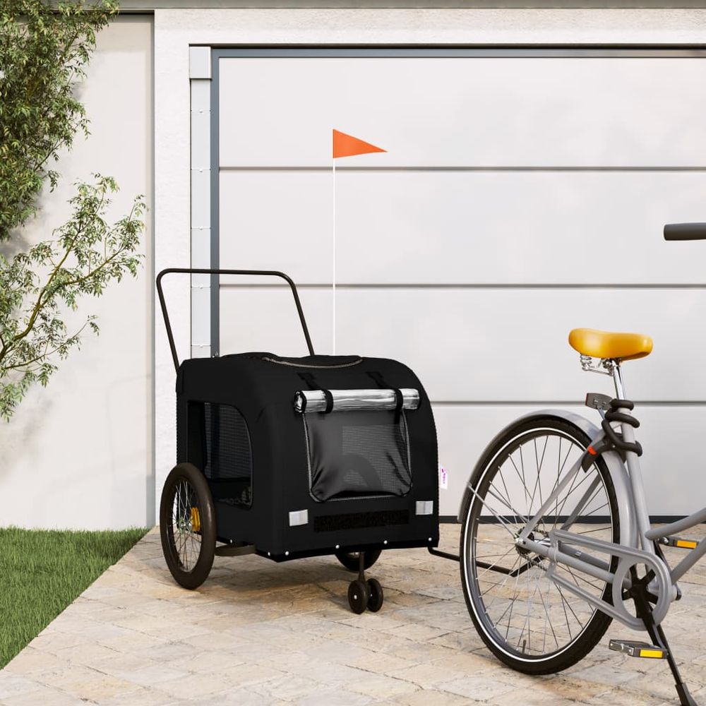 Remorque vélo grand chien cadre acier transport spacieux et sécurisé noir