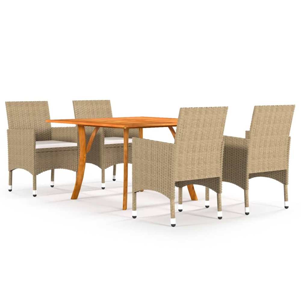 Ensemble de salle à manger de jardin 5 pcs beige