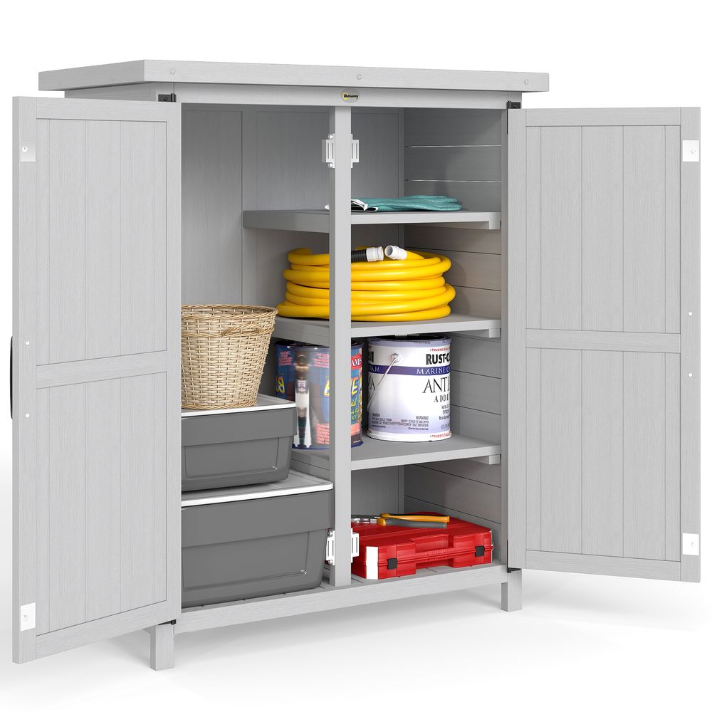 Armoire de jardin bois sapin rangement outils extérieur toit étanche 75x40x90cm gris - comfortxl outdoor living