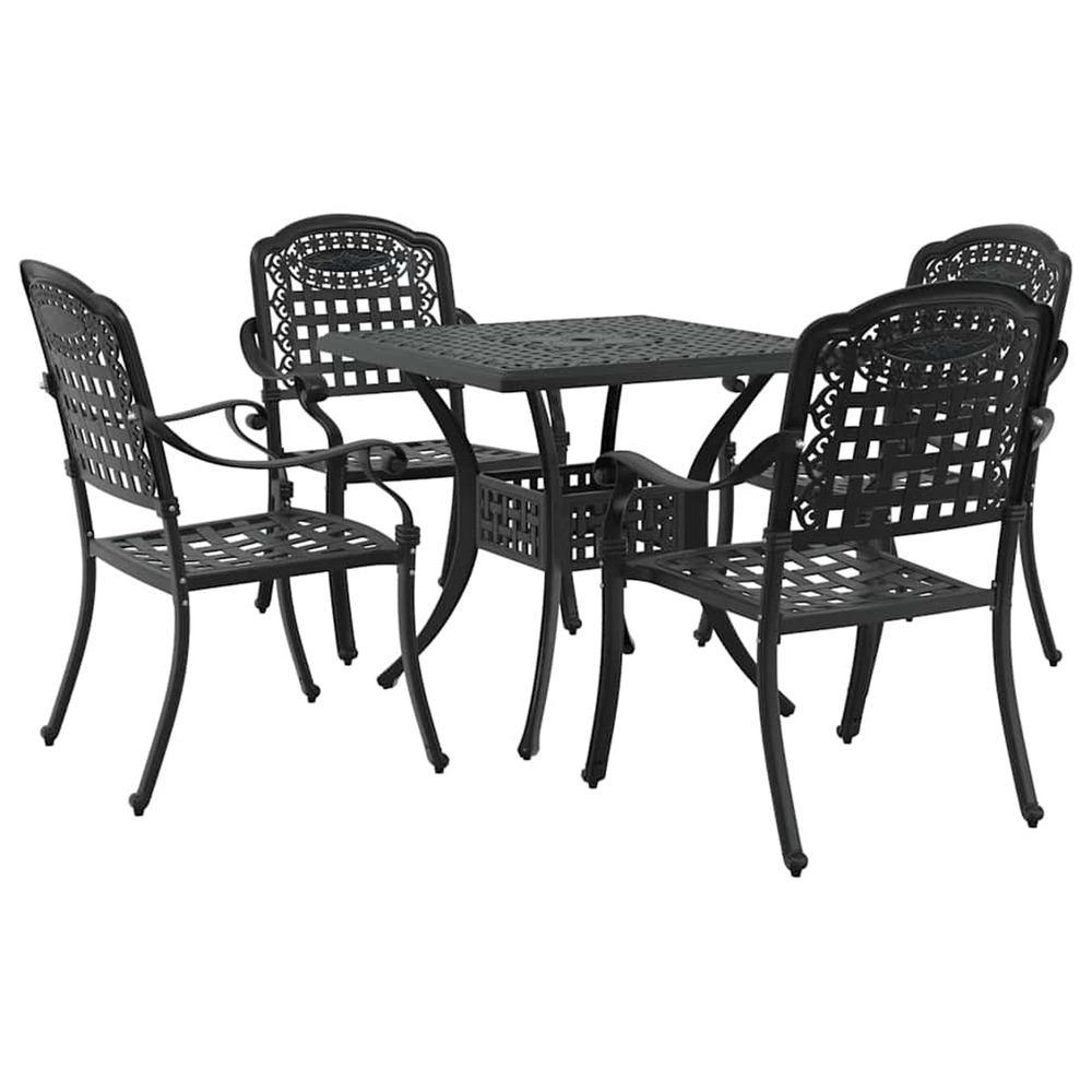 Ensemble de tables de jardin 5 pcs noir aluminium coulé