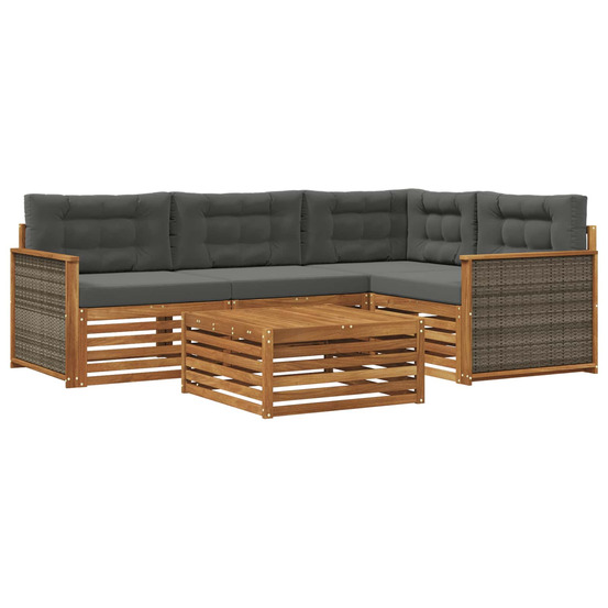 Ensemble de canapés d'extérieur 5 pcs naturel et anthracite