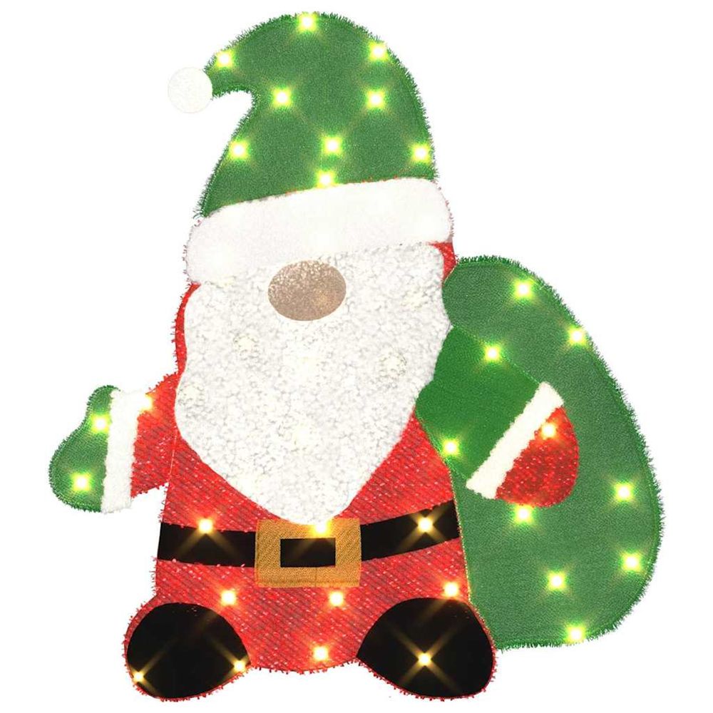 Père noël éclairé blanc chaud 70 x 62 cm tissu en guirlande