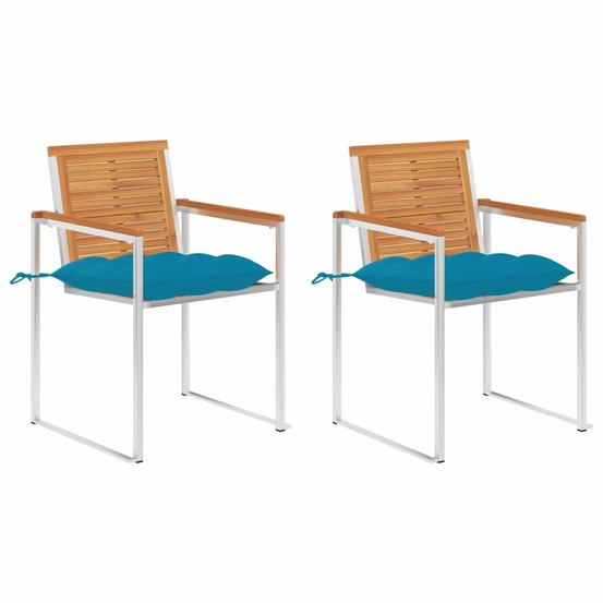 Chaises de jardin avec coussins lot de 2 acacia solide et acier