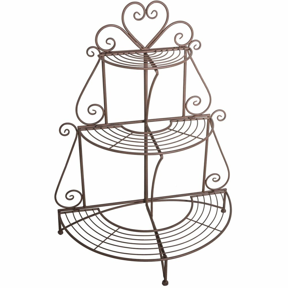 Support à plantes en fer 3 niveaux arabesque