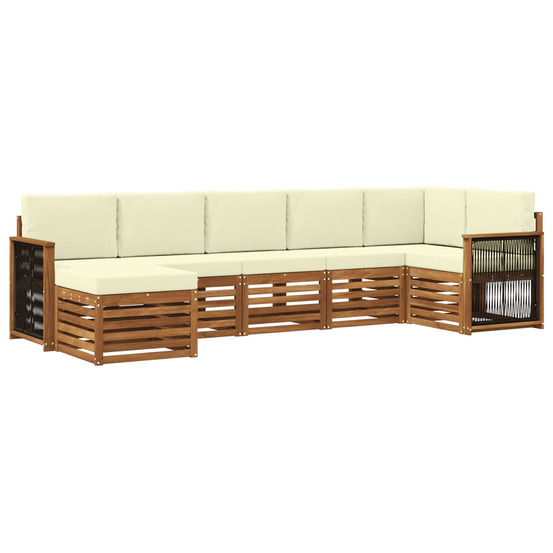 Ensemble de canapé d'angle avec coussin 6 pcs naturel et crème