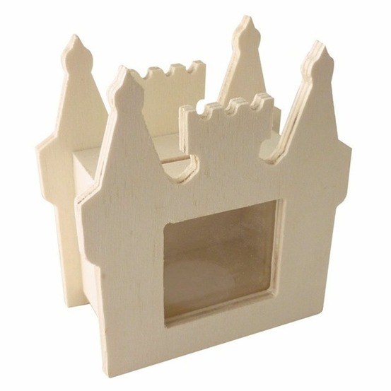 Tirelire château en bois 10,5 x 12 cm