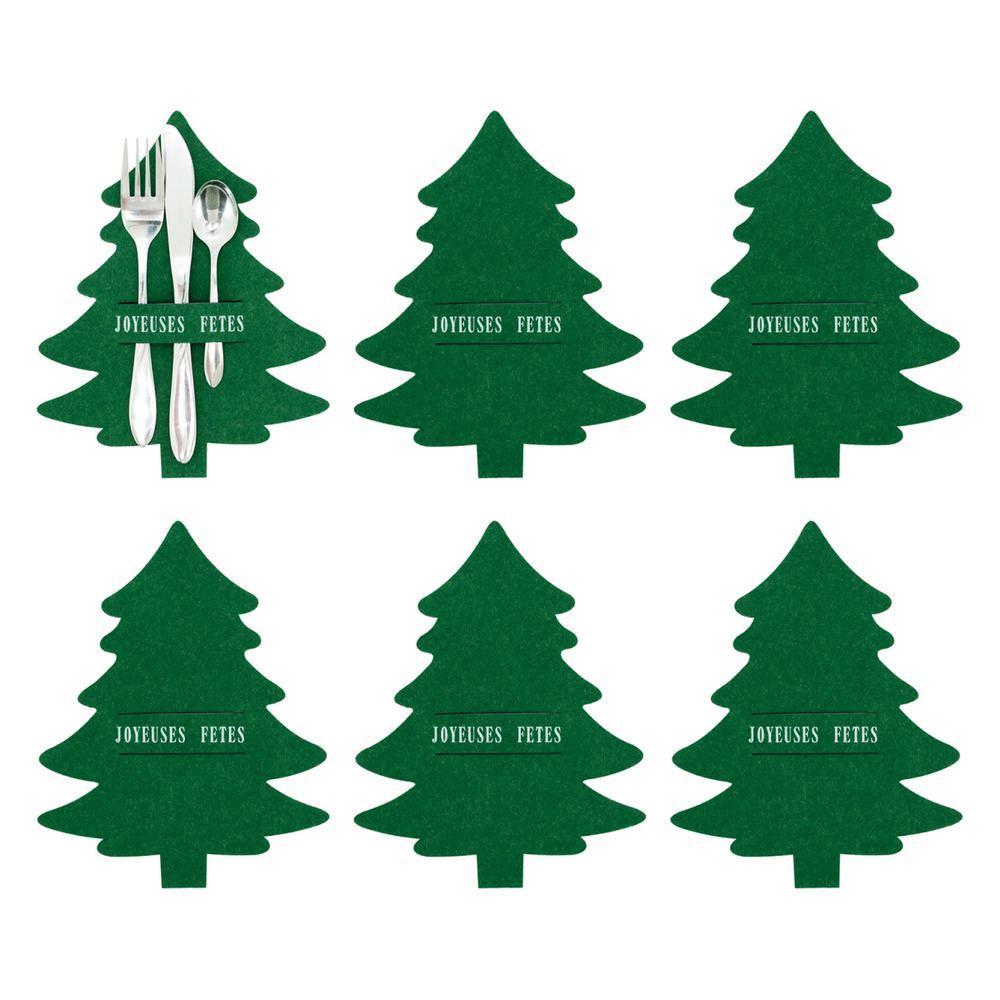 Porte-couverts de noel en feutrine (lot de 24) vert
