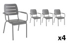 Lot de 4 fauteuils de jardin vintage kleo gris   mwh®