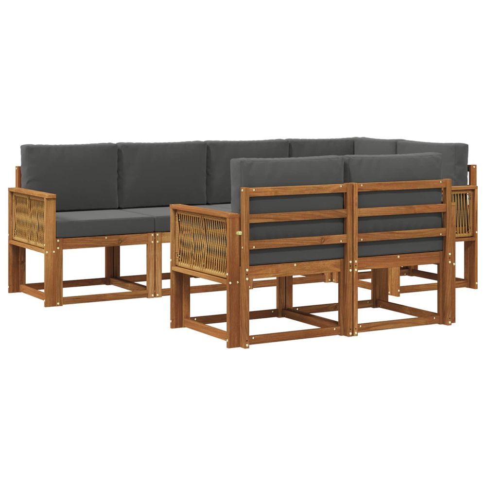 Ensemble de canapés d'extérieur 7 pc naturel et anthracite