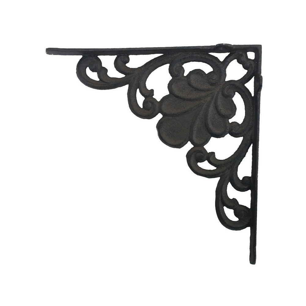 Equerre fixation étagère vintage ancienne fonte marron 23 x 24 cm