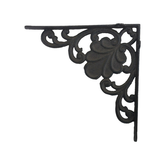 Equerre fixation étagère vintage ancienne fonte marron 23 x 24 cm