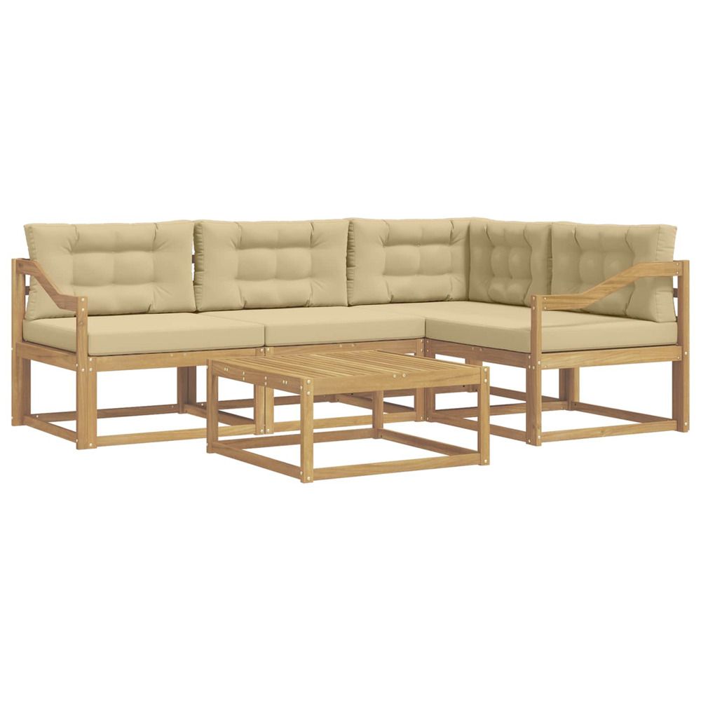 Ensemble de canapés d'extérieur 5 pc blanc et beige polyester