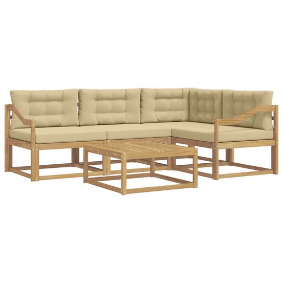 Ensemble de canapés d'extérieur 5 pc blanc et beige polyester
