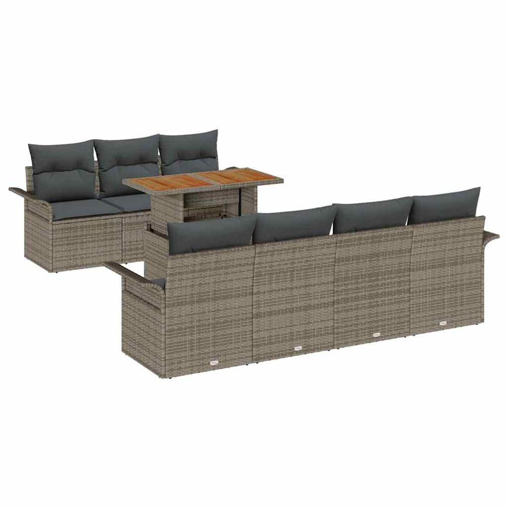 Ensemble de canapé de jardin 8 pc gris poly rotin