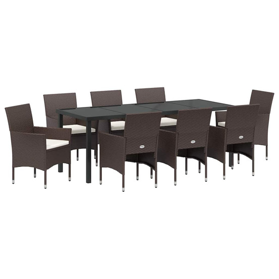 Ensemble de salle à manger pour jardin 9 pcs marron polyrotin