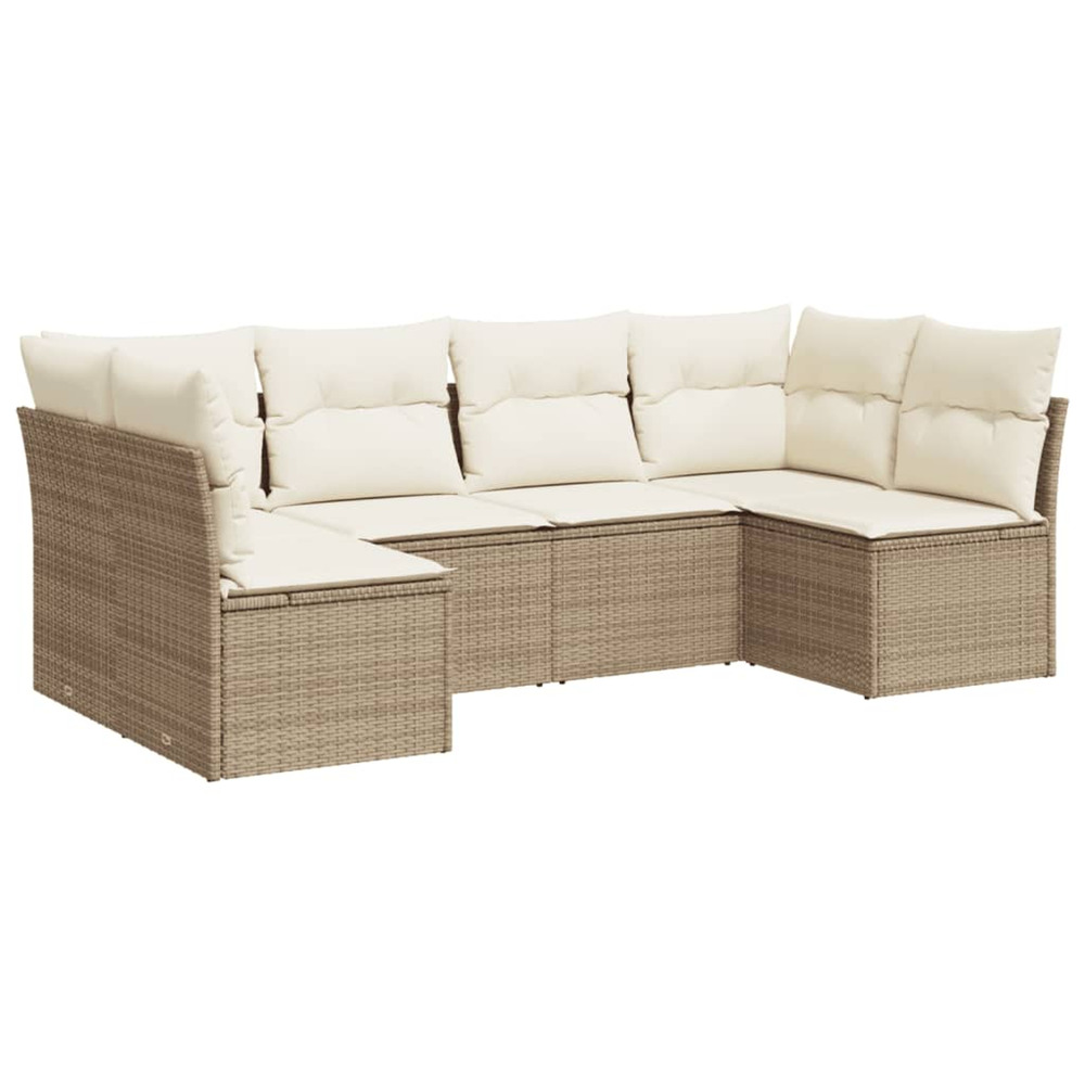 Salon de jardin avec coussins 6 pcs beige résine tressée
